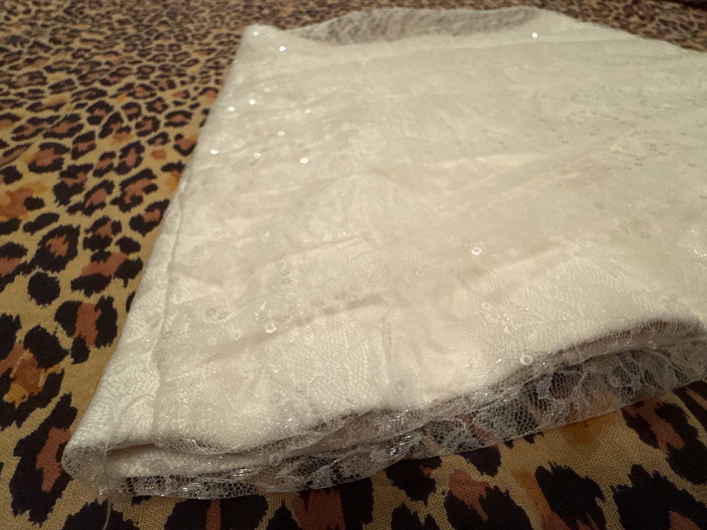 Off-White Lace Rhinestone Skort XS