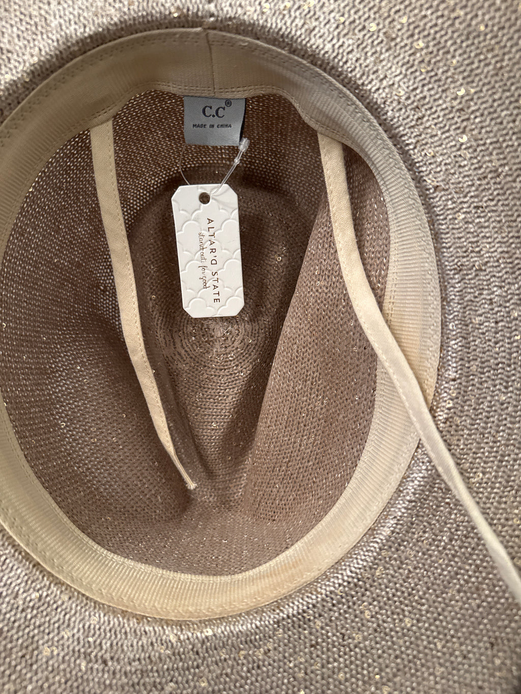 Altar’d State Beige Rhinestone Cowgirl Hat OS