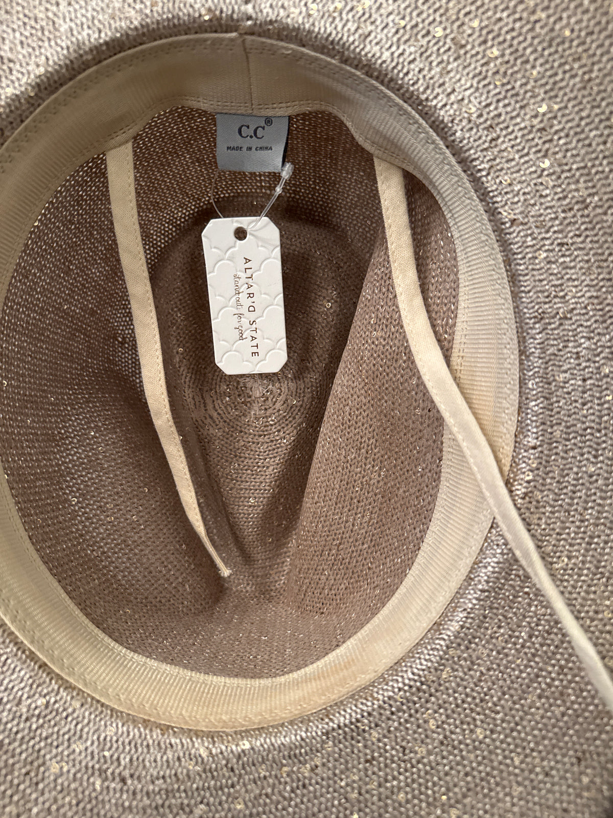 Altar’d State Beige Rhinestone Cowgirl Hat OS