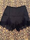 Black Satin-like Lace Trim Shorts M