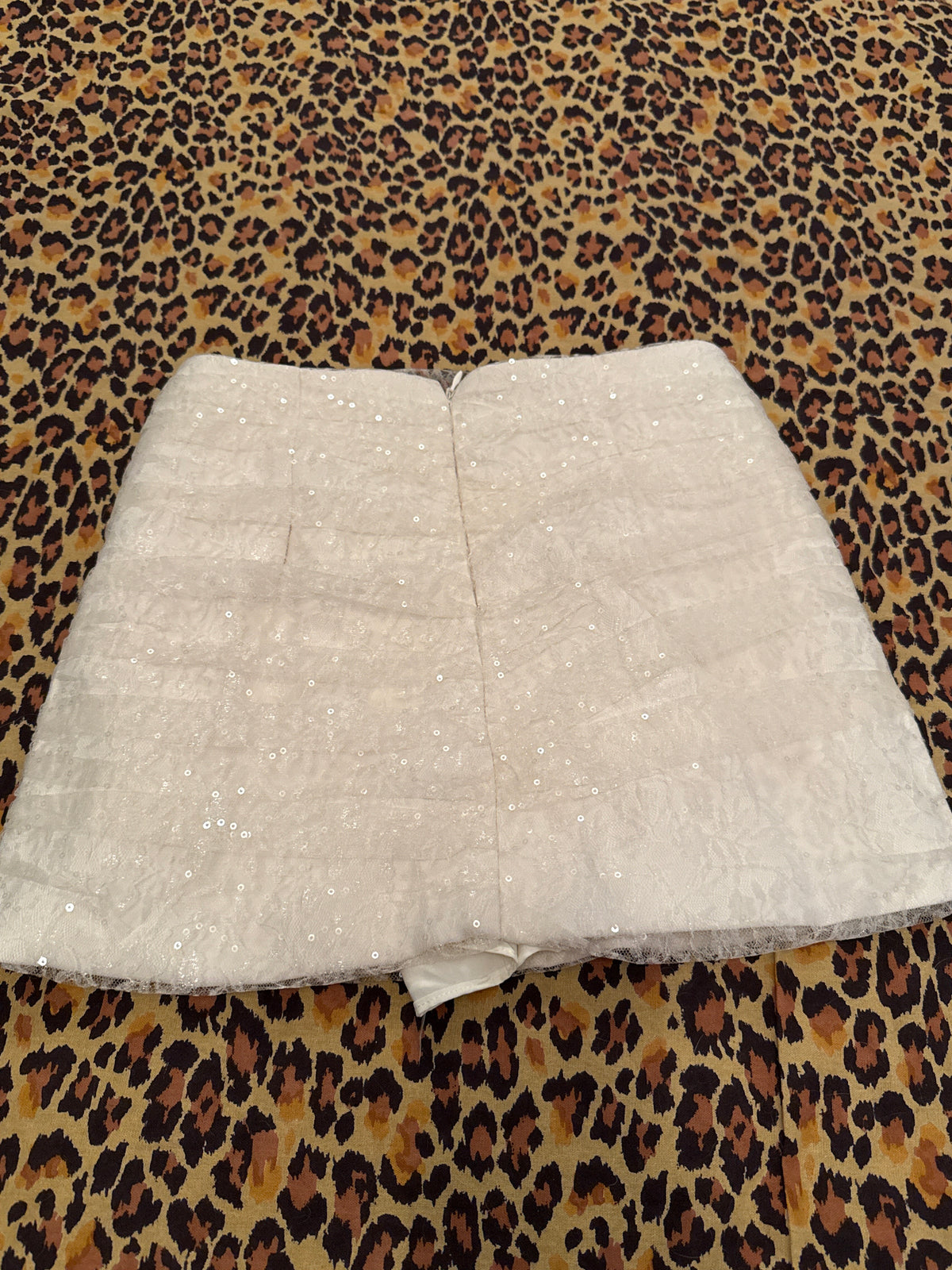 Off-White Lace Rhinestone Skort XS