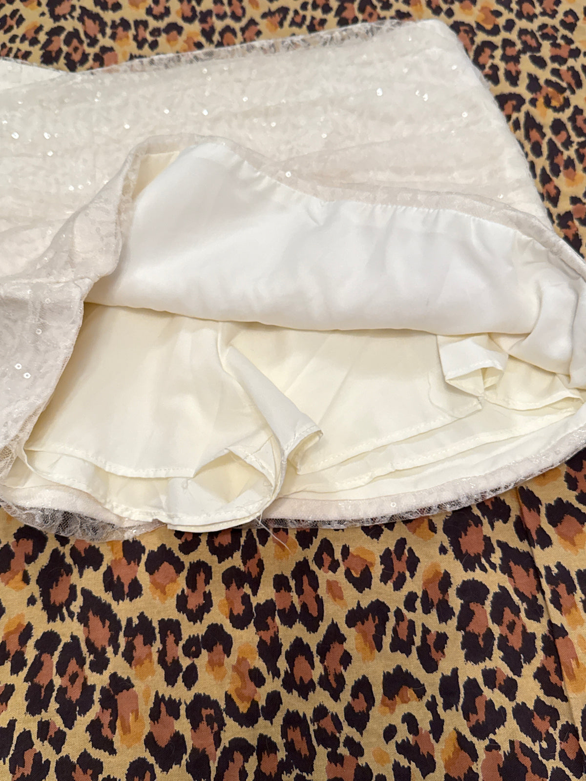 Off-White Lace Rhinestone Skort XS