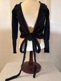 Black Long Sleeve Wrap-Around Tie Up Top M