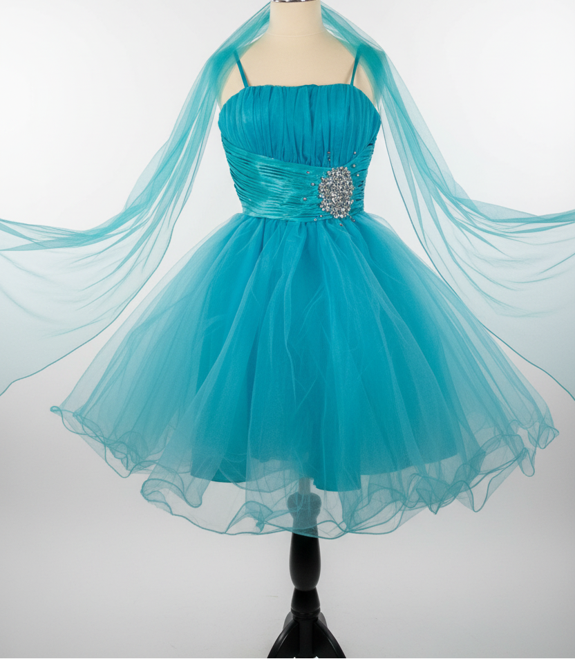 Chico’s Y2K Style Neon Blue Fluffy Prom Dress XXS