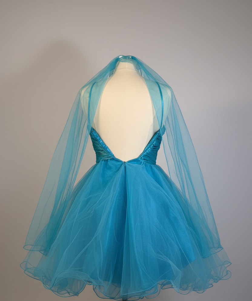 Chico’s Y2K Style Neon Blue Fluffy Prom Dress XXS