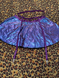 Purple Holographic O-Ring Skirt w Waist Belt & Stocking Clips S
