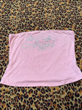 Y2K Reminiscent Baby Pink Angel Rhinestone Crop Top M