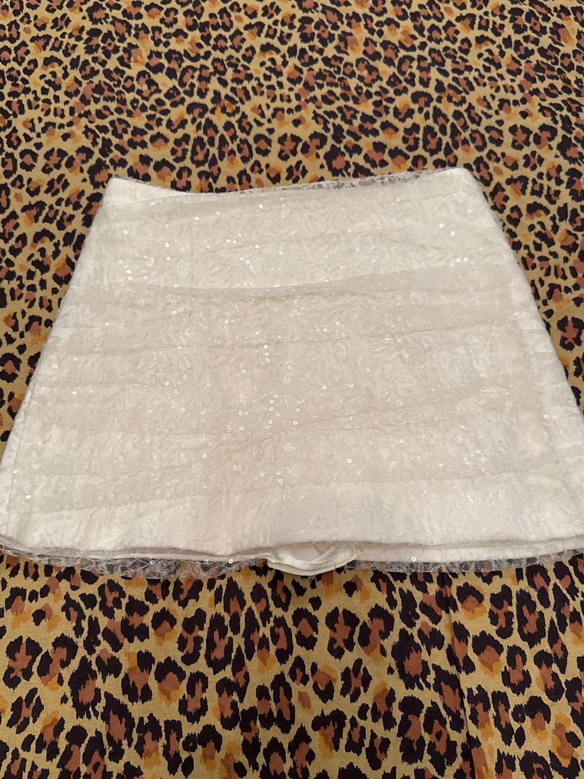 Off-White Lace Rhinestone Skort XS