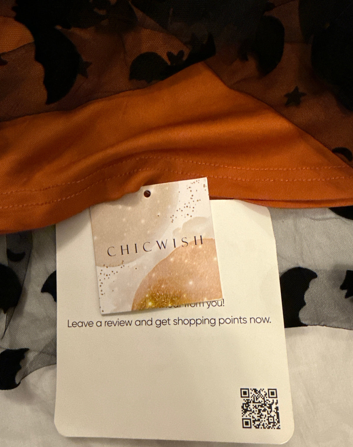 Chicwish Fluffy Orange & Black Tulle Halloween Skirt w/ Bats, Stars, & Moons L-XL