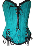 Custom Laced, Hand Beaded, Green & Black Corset M