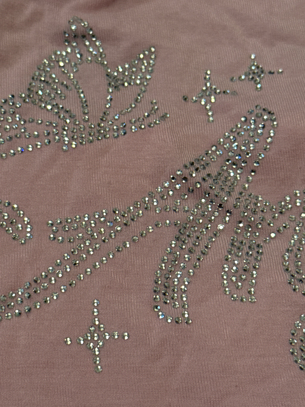 Y2K Reminiscent Baby Pink Angel Rhinestone Crop Top M