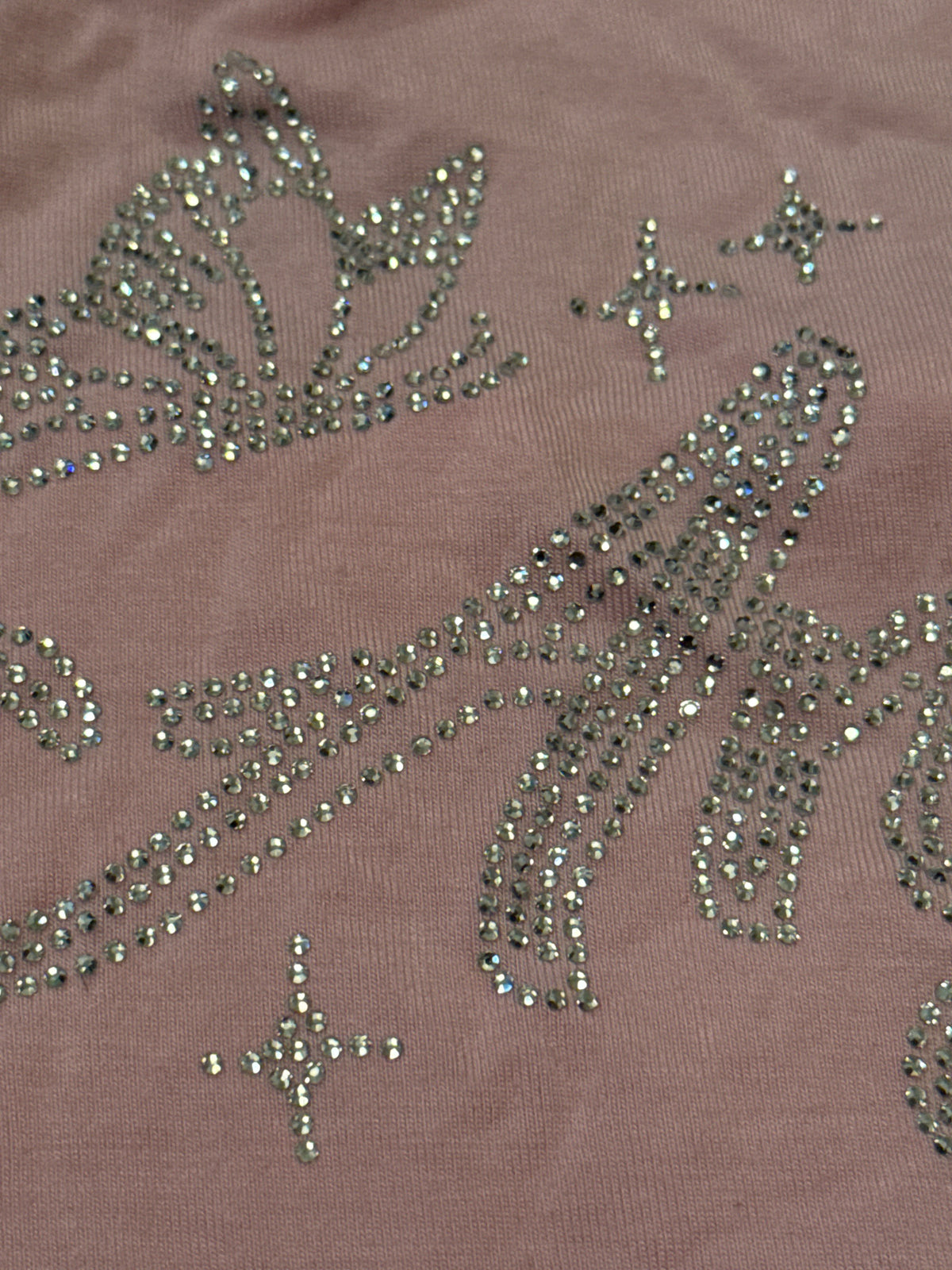 Y2K Reminiscent Baby Pink Angel Rhinestone Crop Top M
