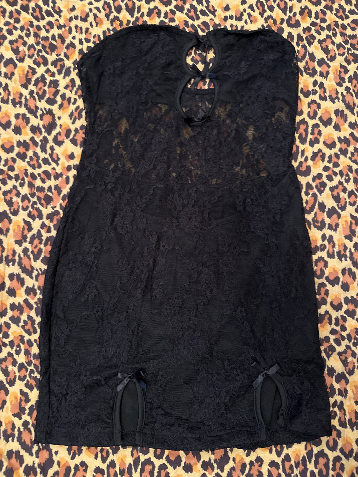 Little Black Dress w/ Lace Mesh Center, Cutouts, & Bows M