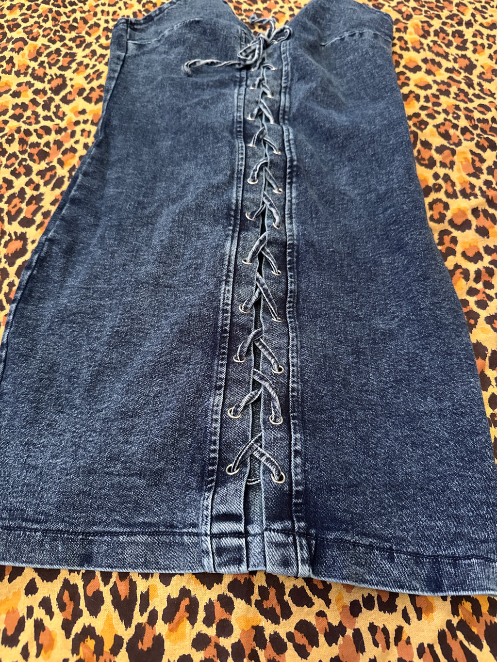 ChouYatou Blue Denim Laced-Front Dress XS