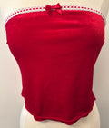 Fuzzy Red & White Lace Trim Tube Top XL
