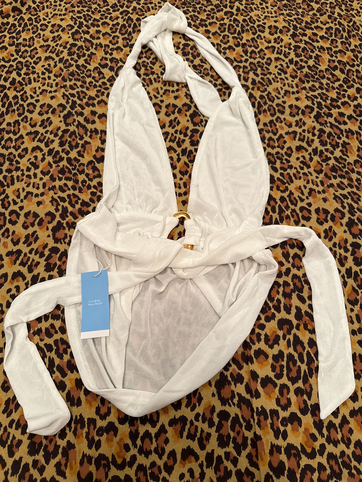 Trend Forward White Backless Halter Top M