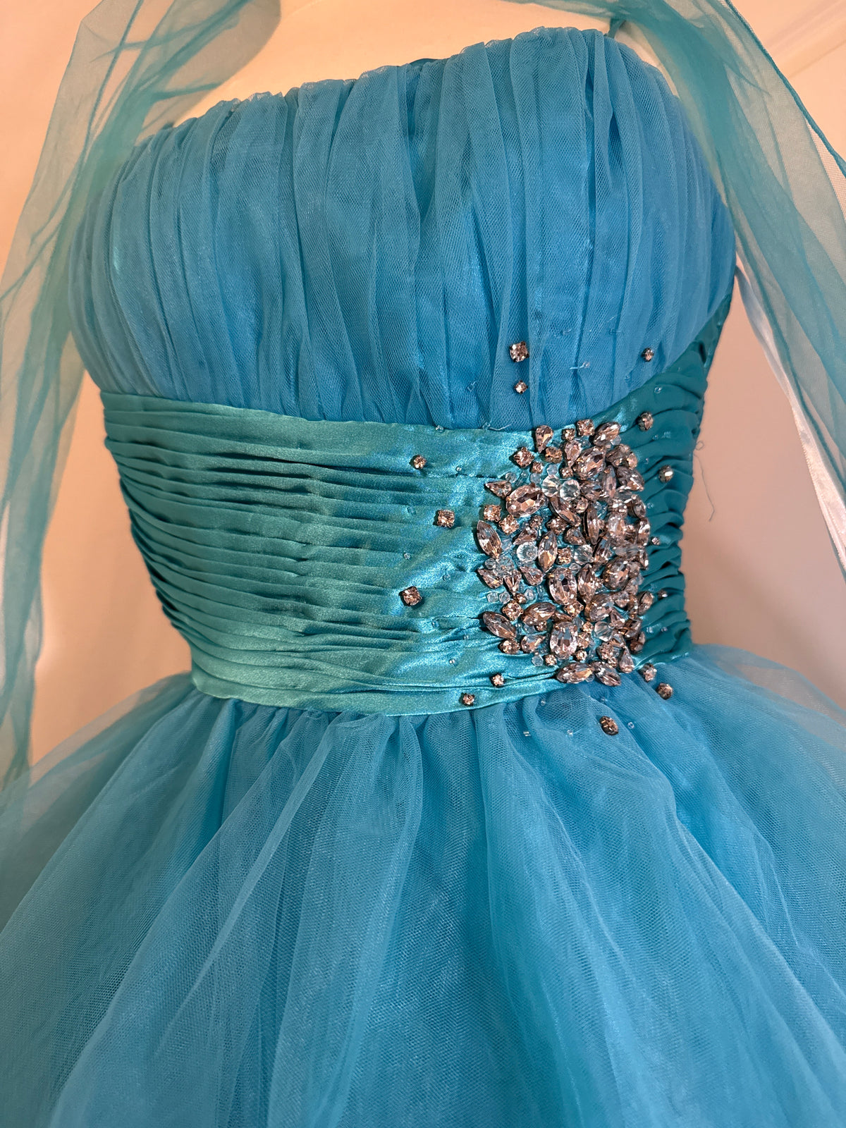 Chico’s Y2K Style Neon Blue Fluffy Prom Dress XXS