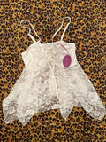 Avidlove White Unlined Lace Mesh Rose Top NWT M