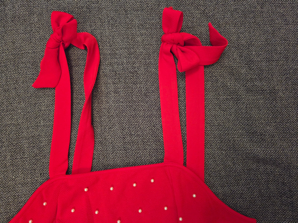 Red Jumper With Beaded Front XL