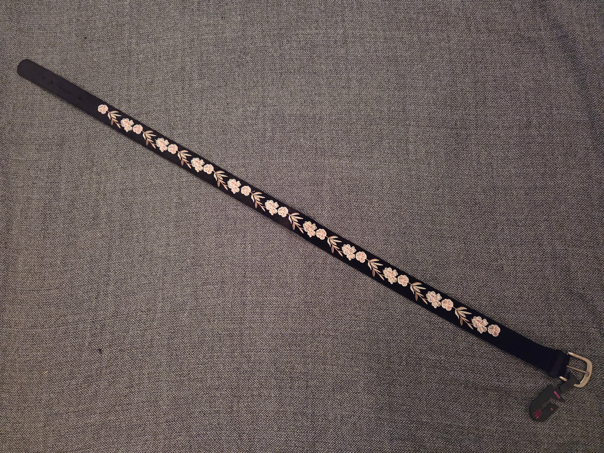 No Boundaries Black Embroidered Belt 2X