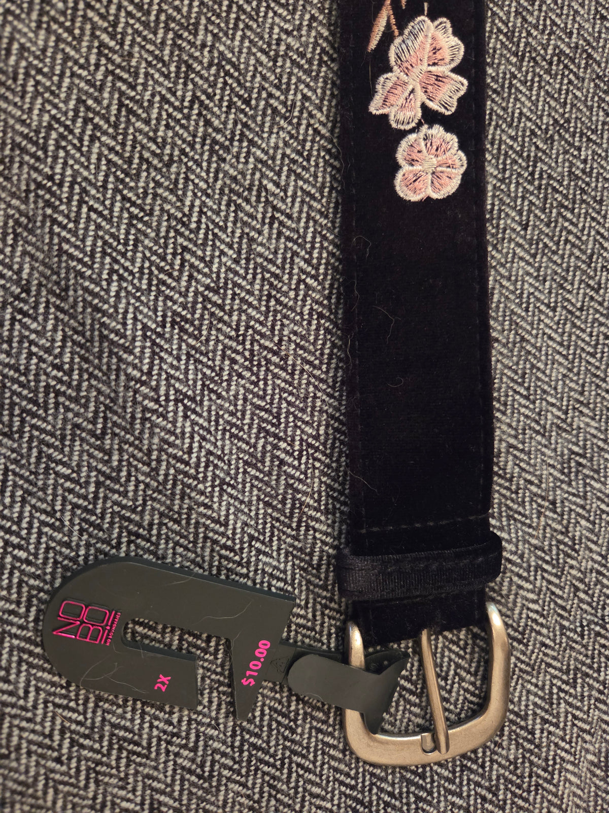 No Boundaries Black Embroidered Belt 2X